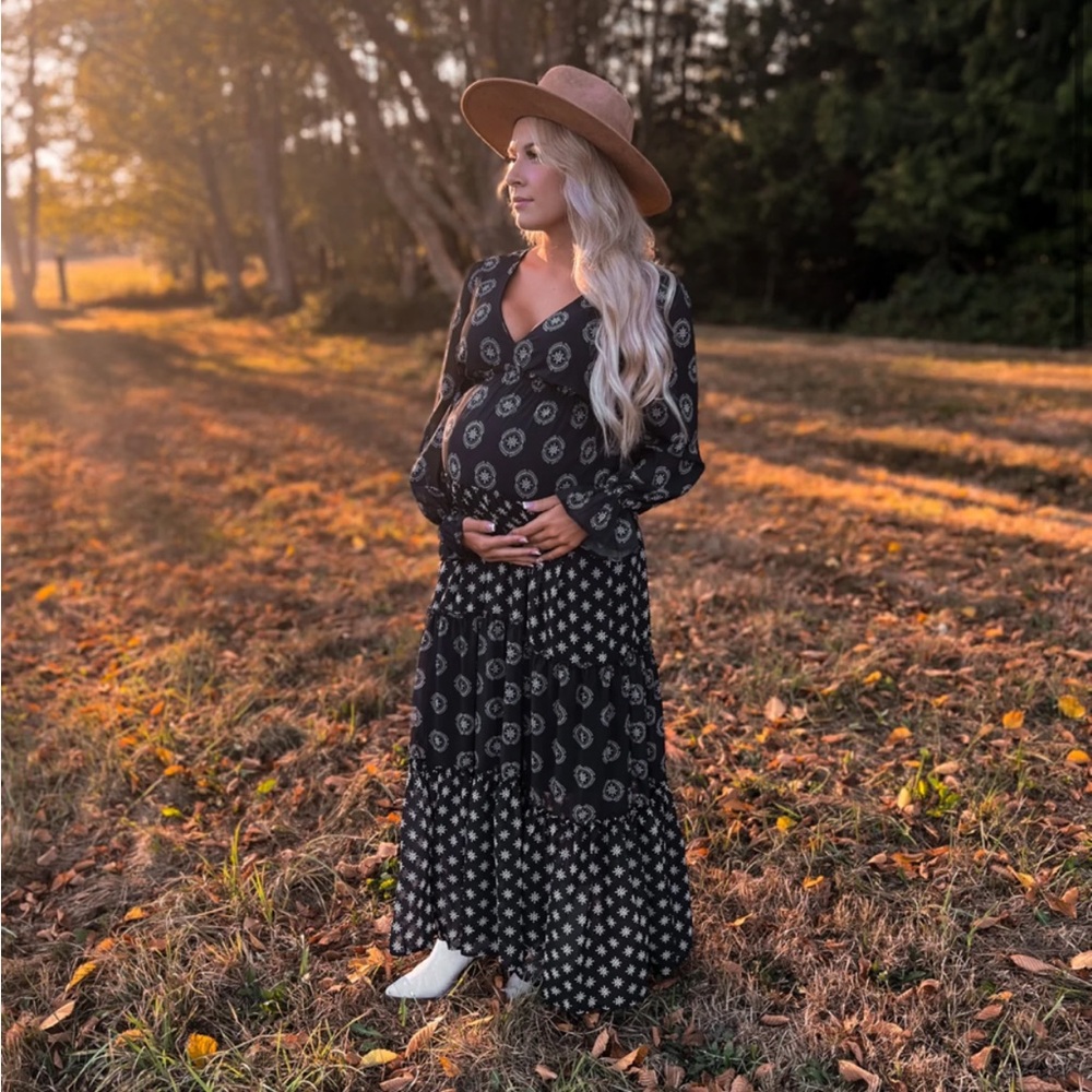 Black and White Patterned Maxi Dress